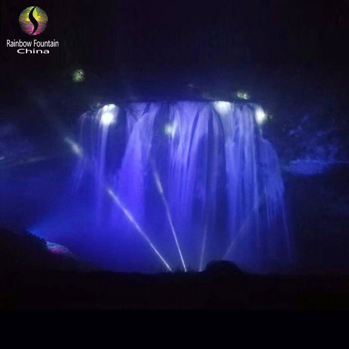 Musical Outdoor Artificial Waterfall Fountain with LED Lights 3