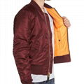 Custom 100% Polyester Solid Wine Red Color Plain Padded Bomber Jacket Men 2