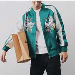 Custom Logo Embroidered Bomber Jacket Men