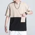 Custom Color Block Two Tone Screen Print Pocket T-Shirt 1