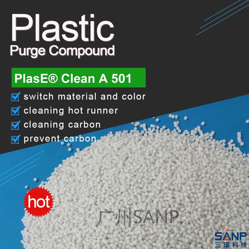 Plastic cleaning compound for injection extrusion screw barrel color change