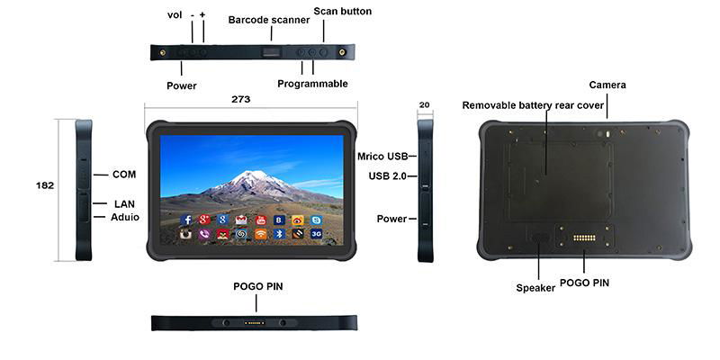 10 inch android 7.0 r   ed tablet with RJ445RS232 USB Slot 4G lte