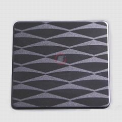 High ratio 304 stainless steel black titanium mirror local sandblasting pattern
