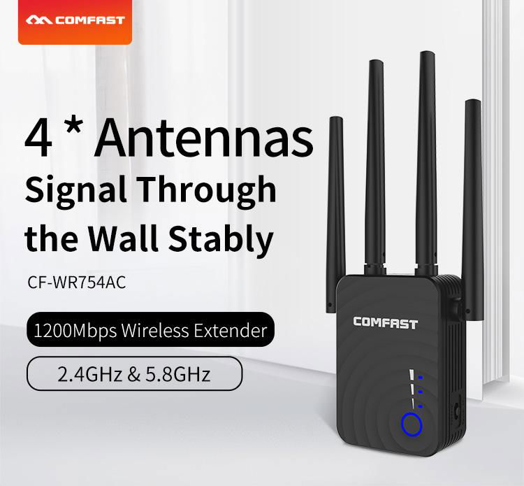 2019 Hot sale Comfast Wireless N 1200mbps Wifi Repeater Network Extender Booster 3