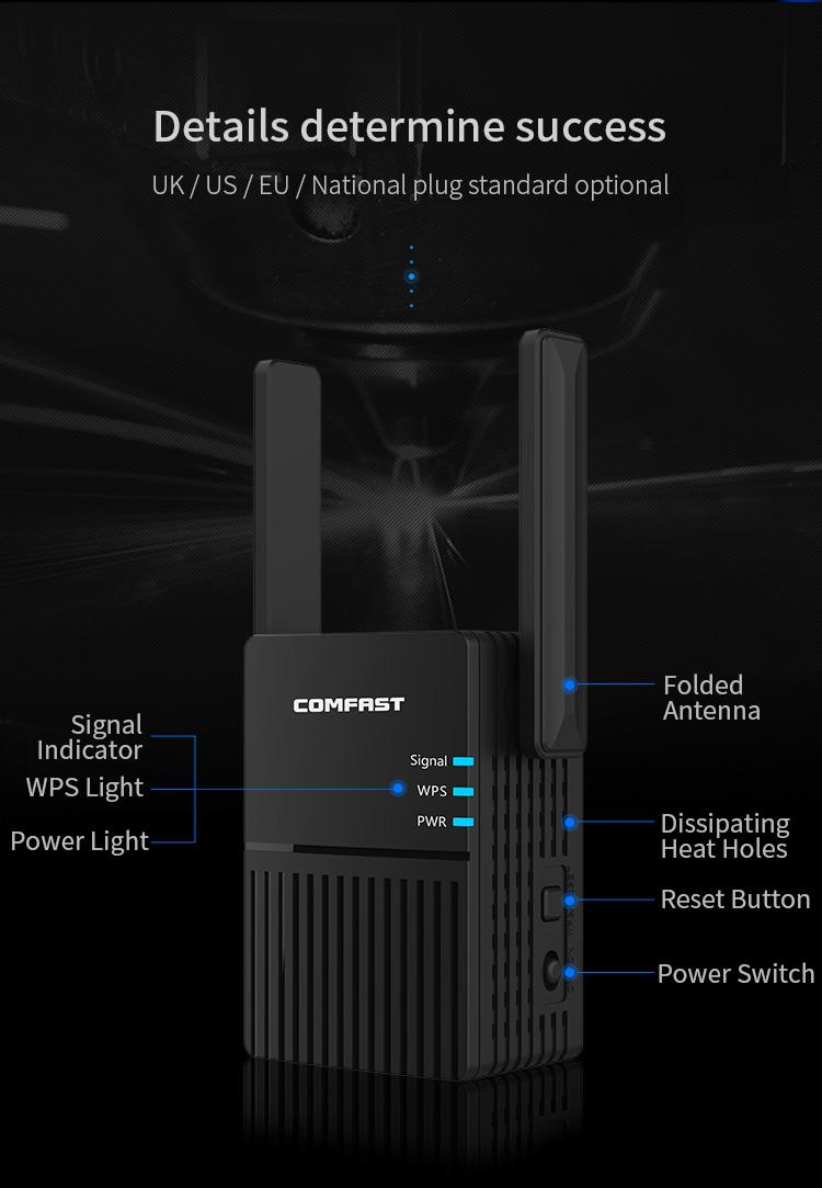 COMFAST 1200Mbps WiFi Repeater 802.11ac Wireless N Range Extender 5