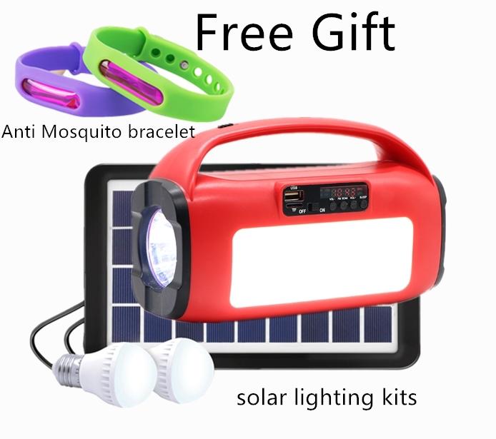 3W 6V Home Solar Power System with MP3 Player LED Light BlueTooth Speaker FM 2