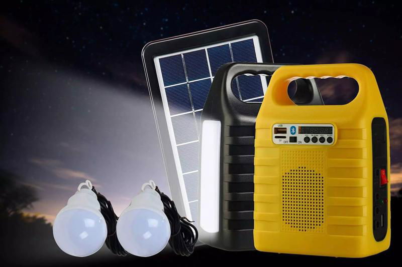 Home Portable Solar System Solar Generator with MP3 player FM radio 5