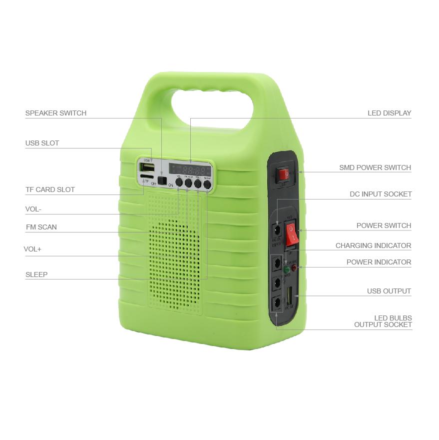 Home Portable Solar System Solar Generator with MP3 player FM radio 3