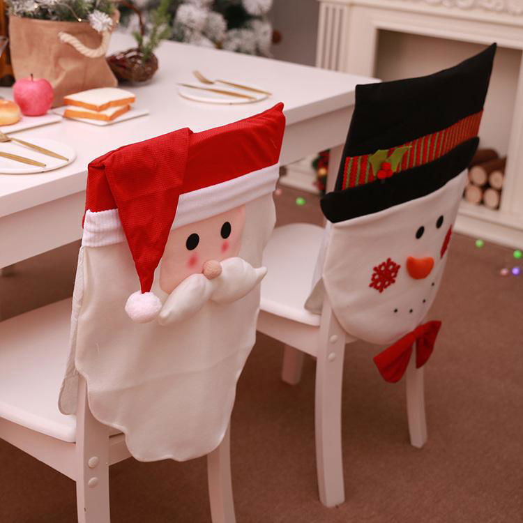 Hot Selling 2019 Santa Claus Snowman Chair Covers 48*66cm Christmas Dinner Table 2