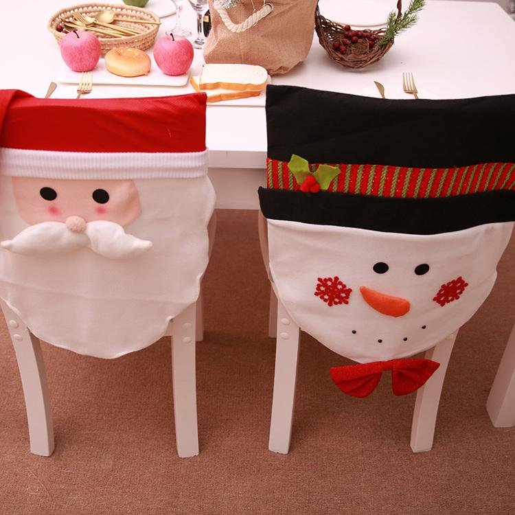 Hot Selling 2019 Santa Claus Snowman Chair Covers 48*66cm Christmas Dinner Table 3