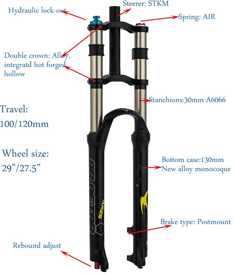 Hot sale high quality adjustable suspension forks aluminum HLO mtb