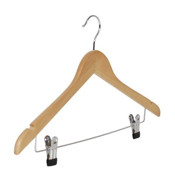 wooden clothes hangers with clips 2
