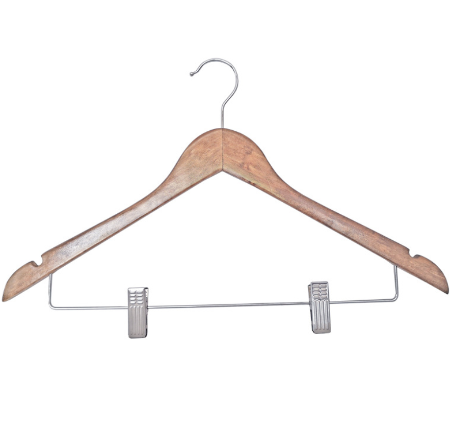 wooden clothes hangers with clips 4