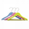 colorful wooden clothes hangers with bar