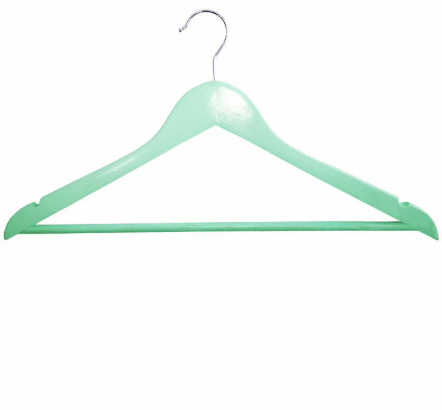 wooden clothes hangers with bar