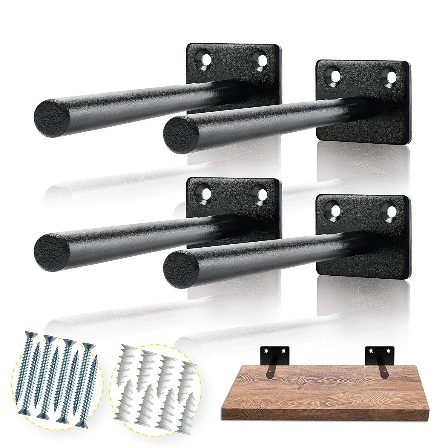 Heavy Duty Invisible Black Powder Coated Steel Floating Shelf Brackets Suitable 