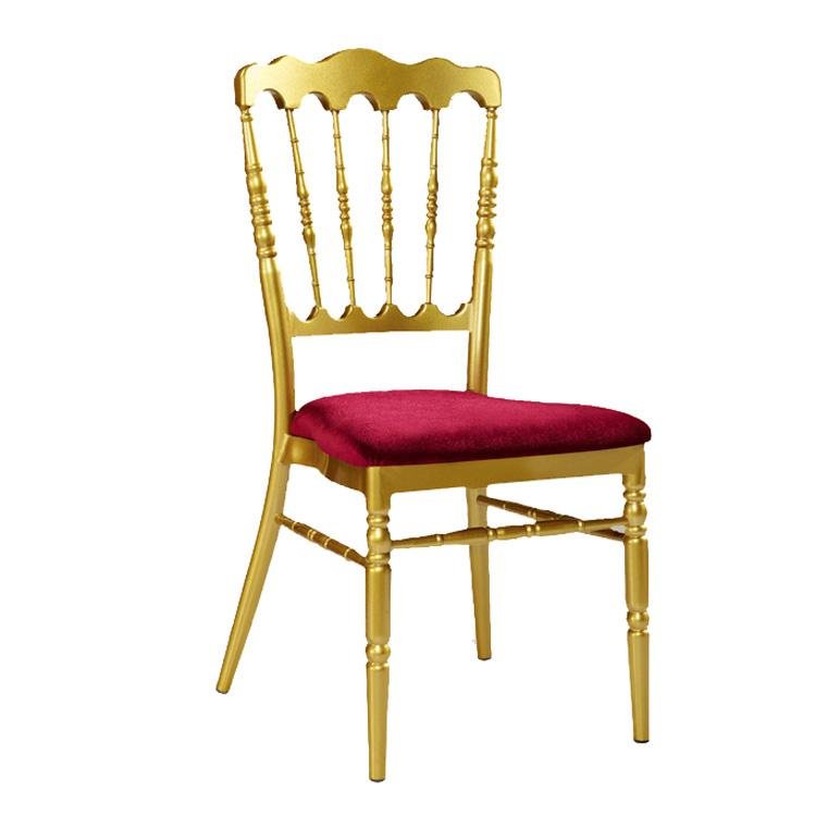 Sale gold wedding aluminium chateau napoleon chair with fixed velvet cushion