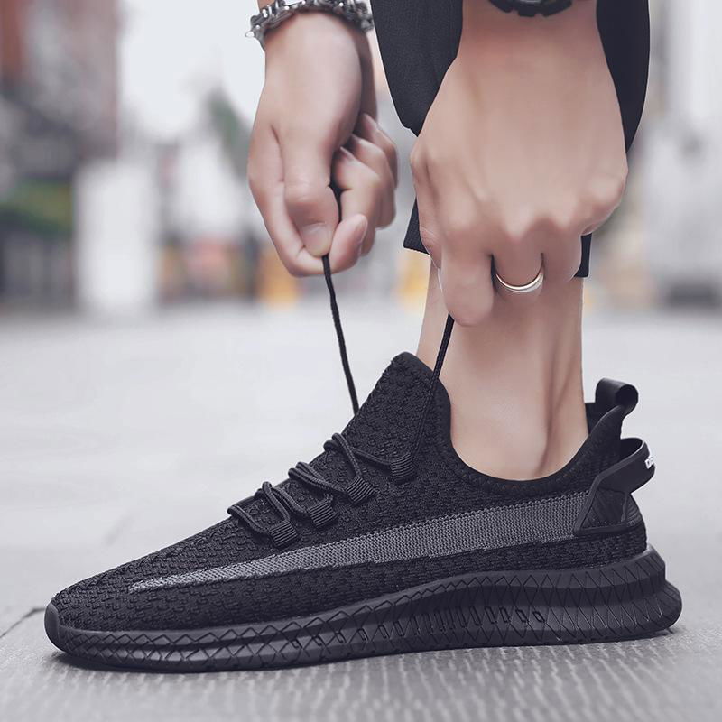 2019 autumn new breathable fly-knit sneakers men's shoes Korean fashion casual