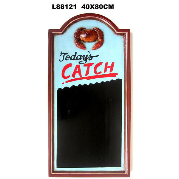 Wooden Menu Board With Embossing Resin Crab Figurine For Bar Restaurant 2