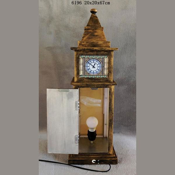 Big Ben Clock Tower Shaped Wooden Light Box With Clock Table Lamp Night Light