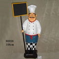 Chef Holding Menu Board And Tray Doorman Statue Welcoming board