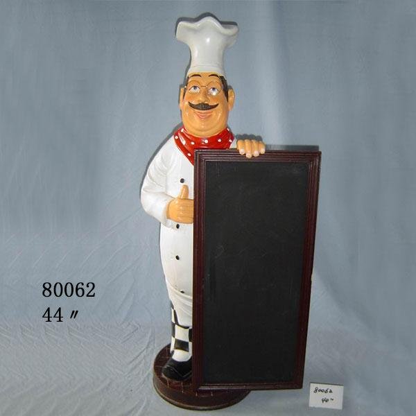 Chef Holding Menu Board And Tray Doorman Statue Welcoming board 2