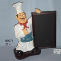 Chef Holding Menu Board And Tray Doorman Statue Welcoming board