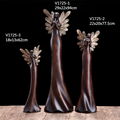 Resin Imitation Wood Tabletop Art Crafts Durable Resin Decortive Vase Set Of 3 2