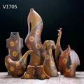 Resin Imitation Wood Tabletop Art Crafts Durable Resin Decortive Vase Set Of 3 3