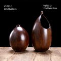 Resin Imitation Wood Tabletop Art Crafts Durable Resin Decortive Vase Set Of 3 4