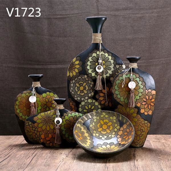 Imitation Ceramic Marble Vase Set Tabletop Decor Durable Resin Vase Art 2