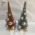 Artificial Glittery Sisal Brush Tree With Shiny Ball Ornaments Xmas Party Decors