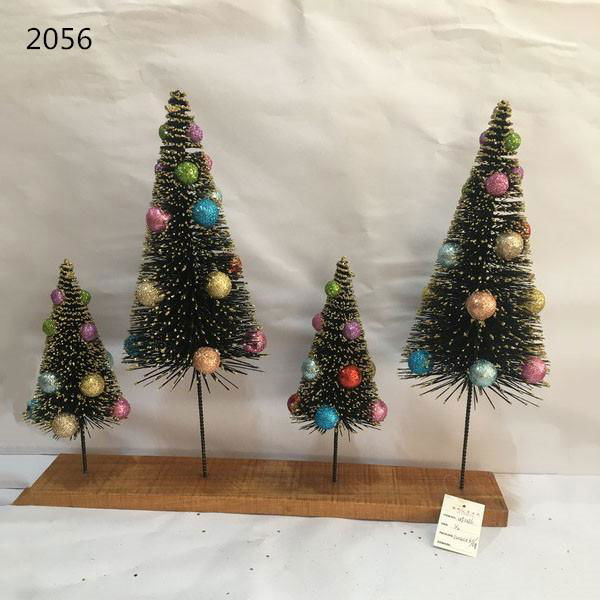 Artificial Glittery Sisal Brush Tree With Shiny Ball Ornaments Xmas Party Decors 2