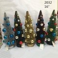 Artificial Glittery Sisal Brush Tree With Shiny Ball Ornaments Xmas Party Decors