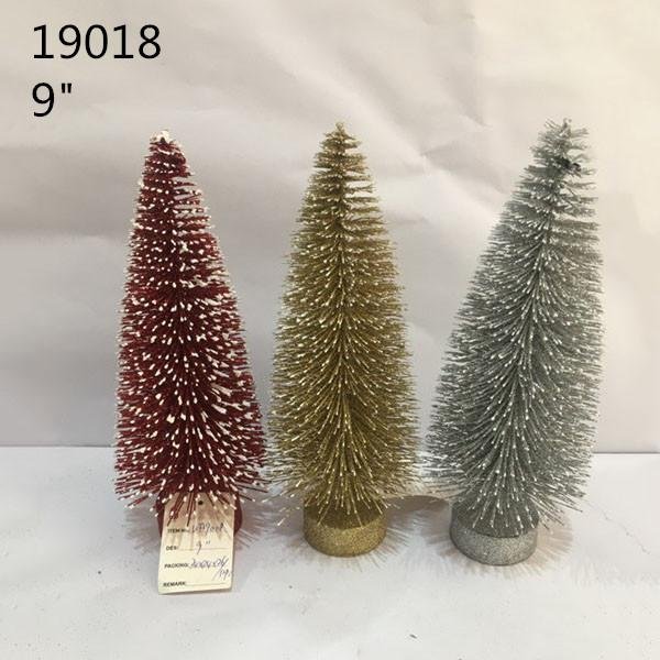 Artificial Glittery Sisal Brush Tree With Shiny Ball Ornaments Xmas Party Decors 4