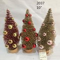 Artificial Glittery Sisal Brush Tree With Shiny Ball Ornaments Xmas Party Decors