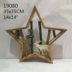 Lighted Frame Ar Wood Framed Christmas Tree With Reindeer Snowflake