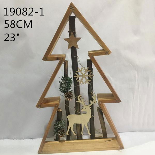 Lighted Frame Ar Wood Framed Christmas Tree With Reindeer Snowflake 2