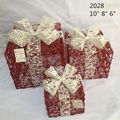 Christmas Layout Ornaments Artficial Glittery Rattan Giftbox Present Box Set 2