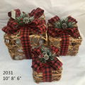 Christmas Layout Ornaments Artficial Glittery Rattan Giftbox Present Box Set 1