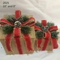 Christmas Layout Ornaments Artficial Glittery Rattan Giftbox Present Box Set 3