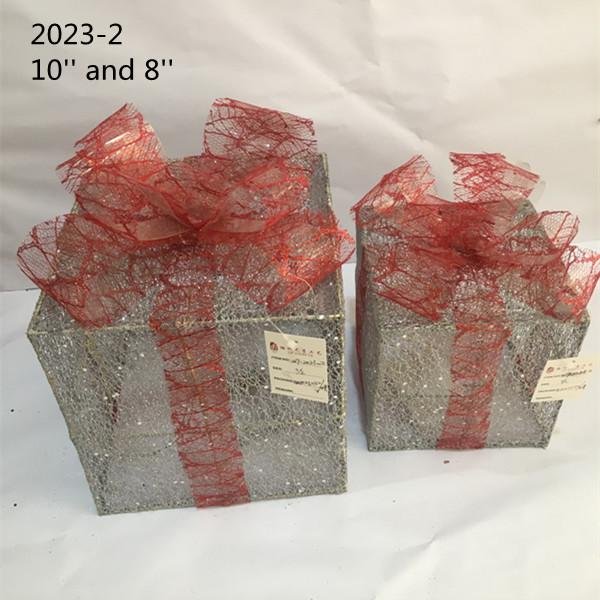 Christmas Layout Ornaments Artficial Glittery Rattan Giftbox Present Box Set 5
