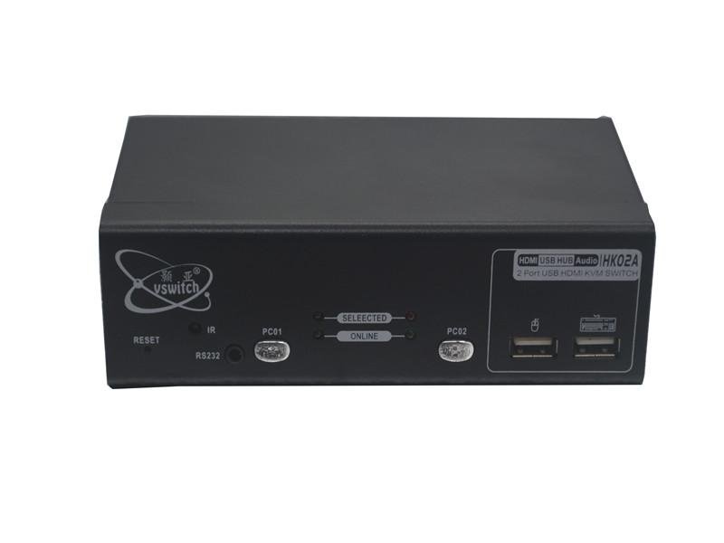 颢亚2进1出2口桌面式4K HDMI USB2.0 KVM切换器 