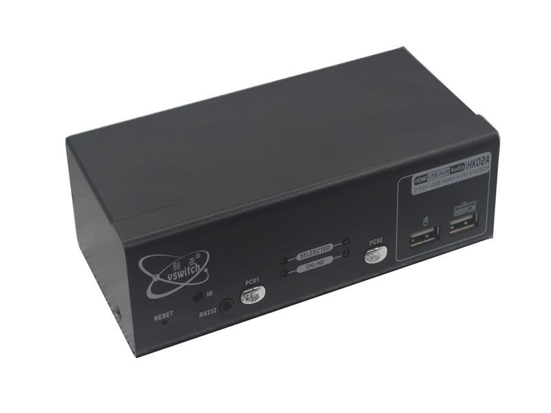 颢亚2进1出2口桌面式4K HDMI USB2.0 KVM切换器  3