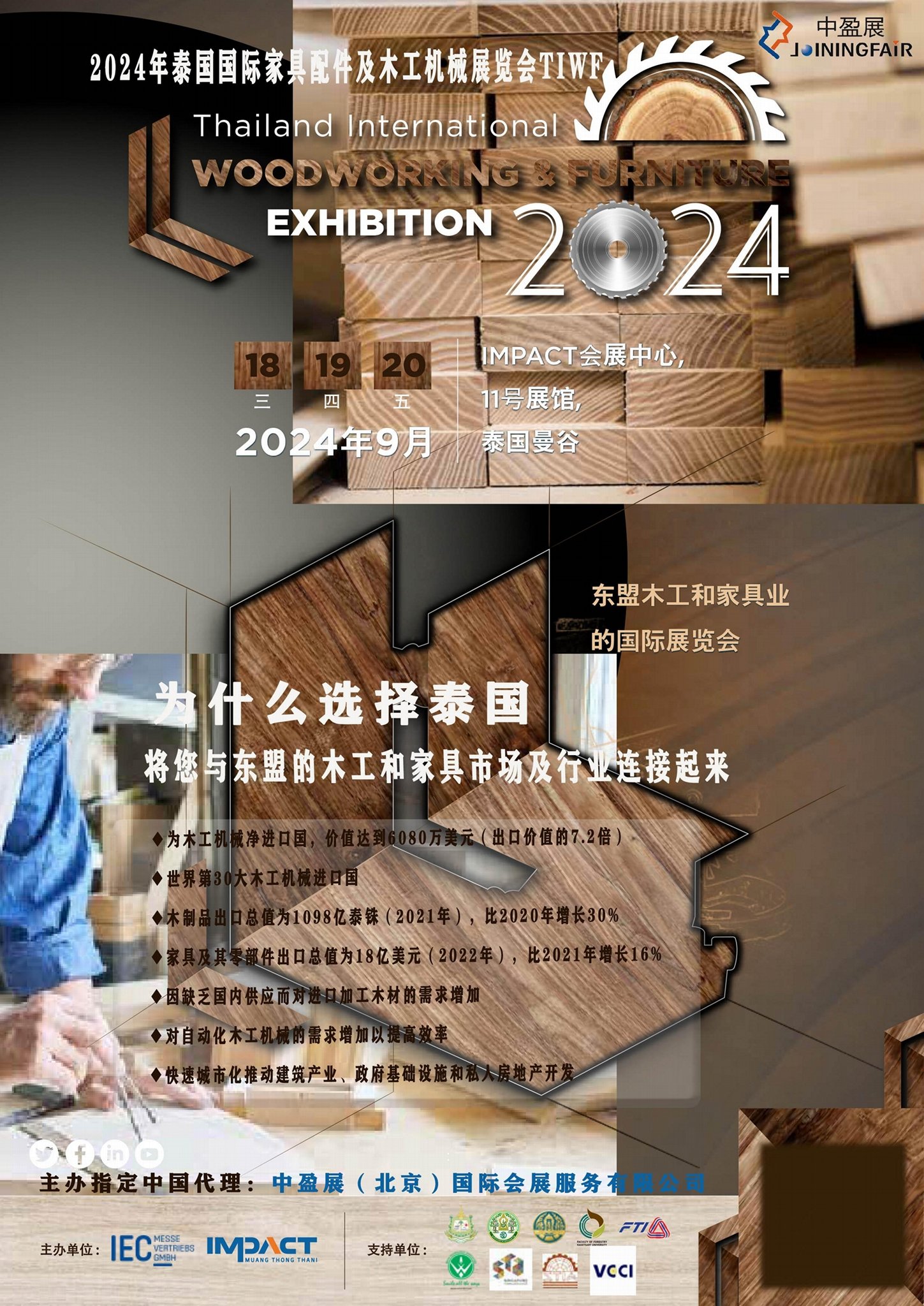 2024年9月泰国国际木工机械及家具配件展览会TIWF 2