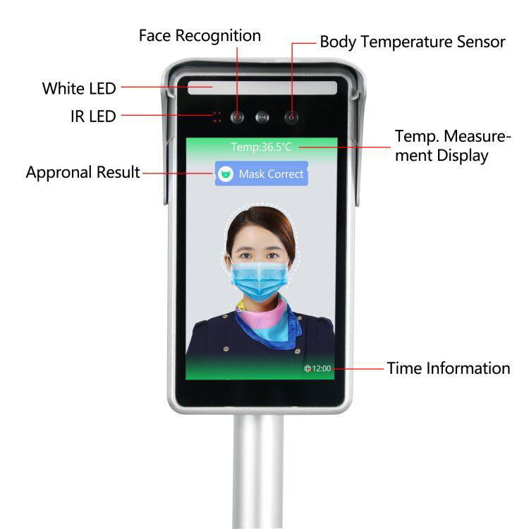 Floor-Standing Multiple Languages Attendance Face Recognize Temperature Camera