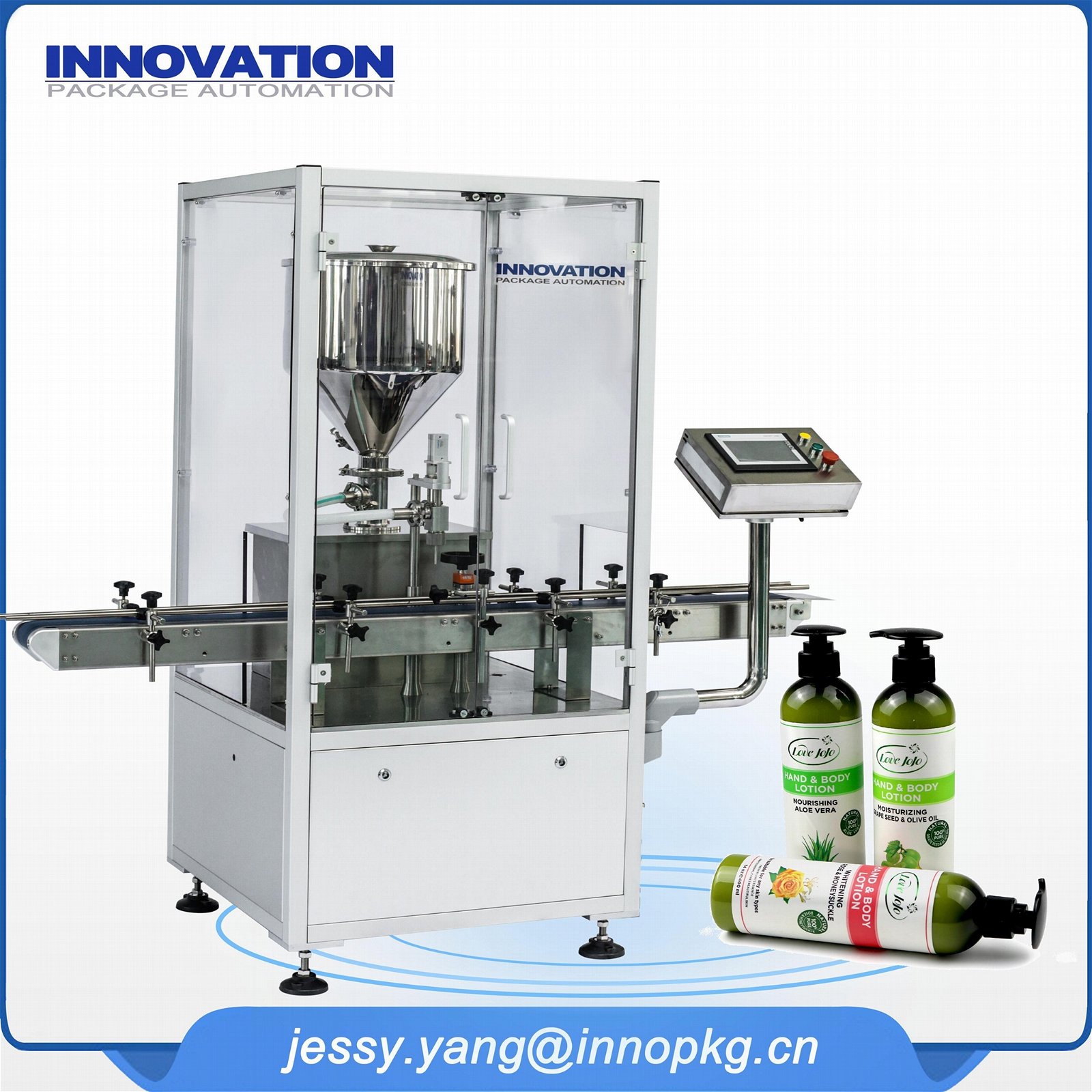 Automatic cosmetic cream and lotion liquid filling machine  3