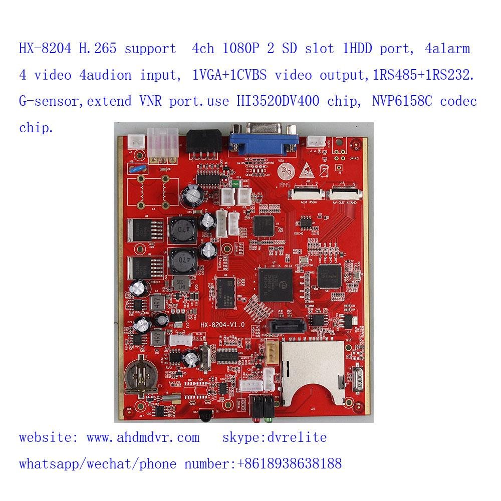 HI3520DV400 chip mdvr board 4CH 1080P mobile dvr development H.265 