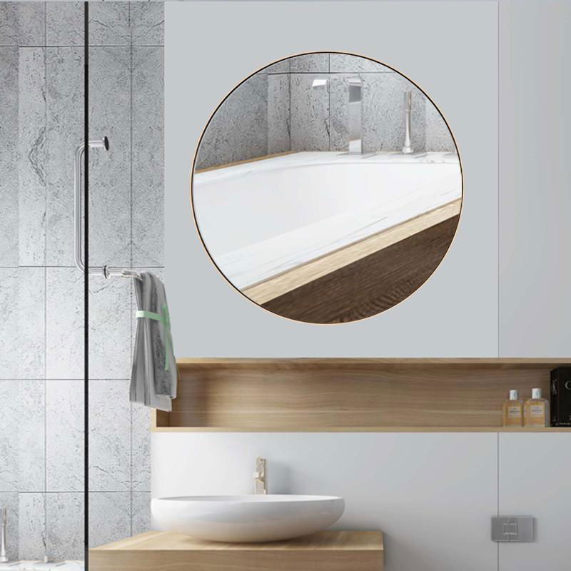 Decorative Modern Stainless Steel Frame Round Mirror Brushed Copper Round Wall M 3