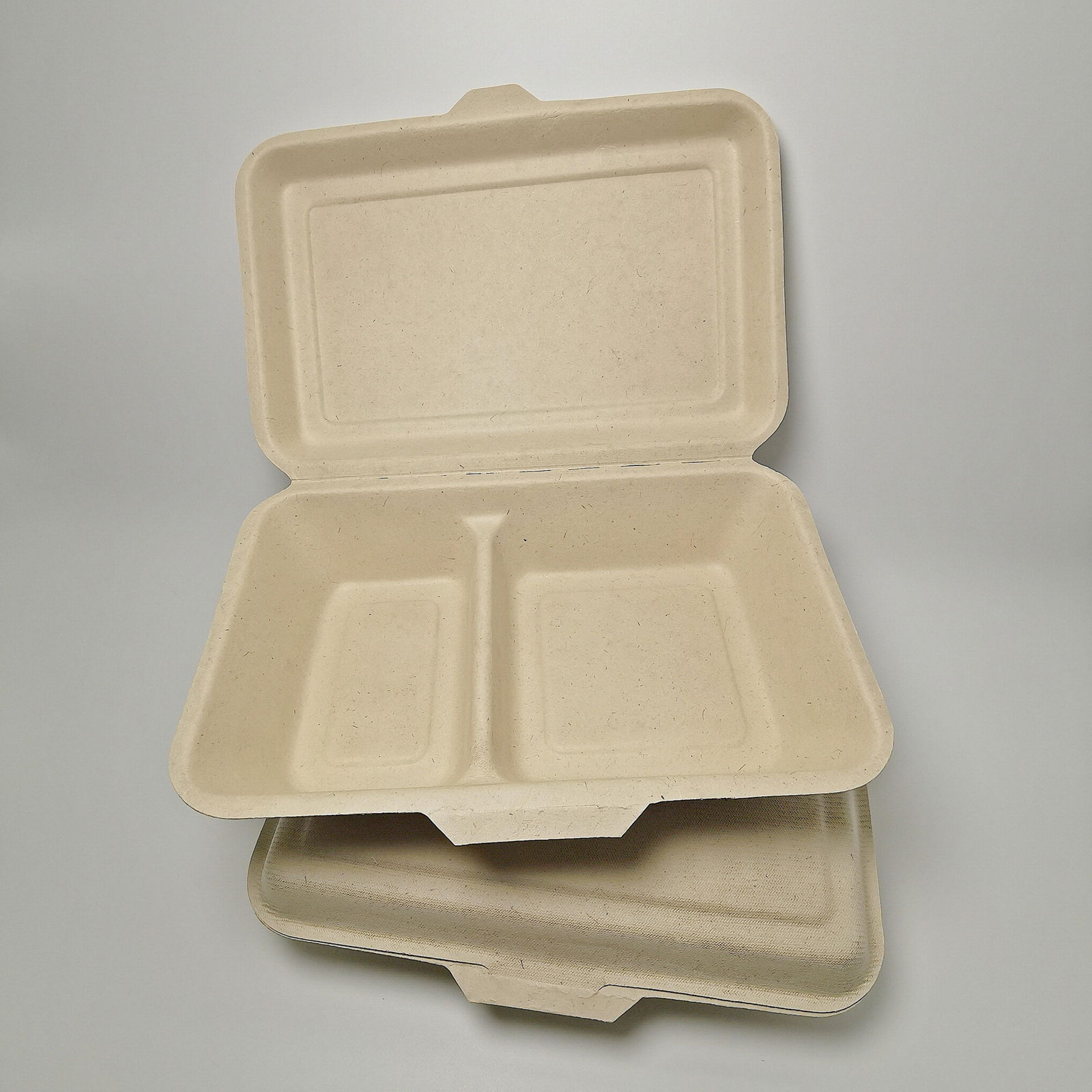 1000ML 2 compartment Eco food packaging biodegradable clamshell box 3